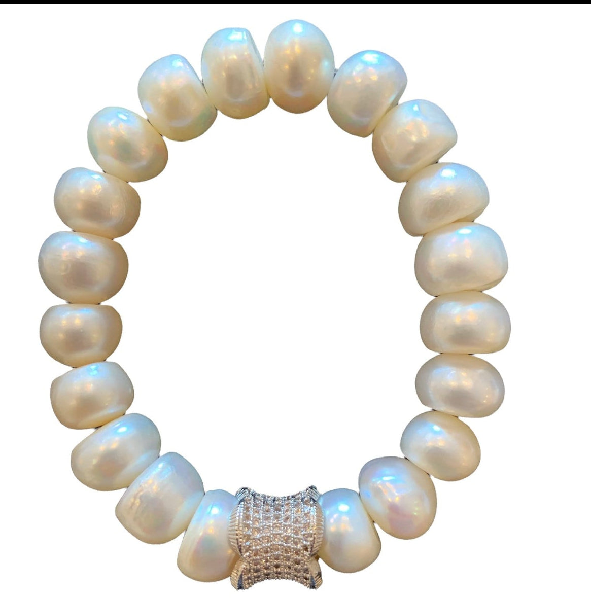 PEARL STRECH BRACELET WITH MICRO ZIRCONE